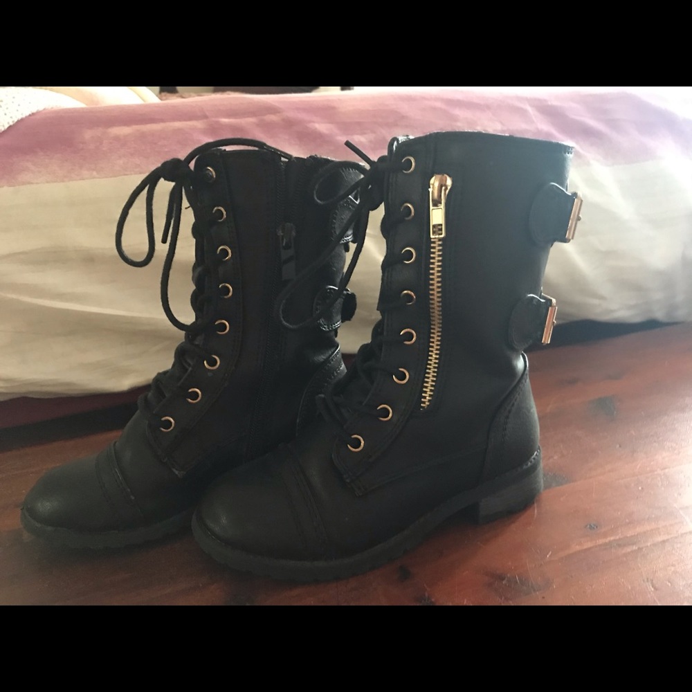 Girls Moto combat boots
